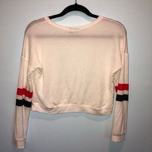 White Soft Long Sleeve Shirt w Red & Blue Stripes